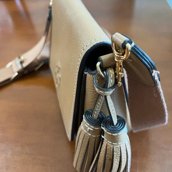 Tory Burch Tan Crossbody Bag with Logo and Silver Hardware - Picture 4 of 6